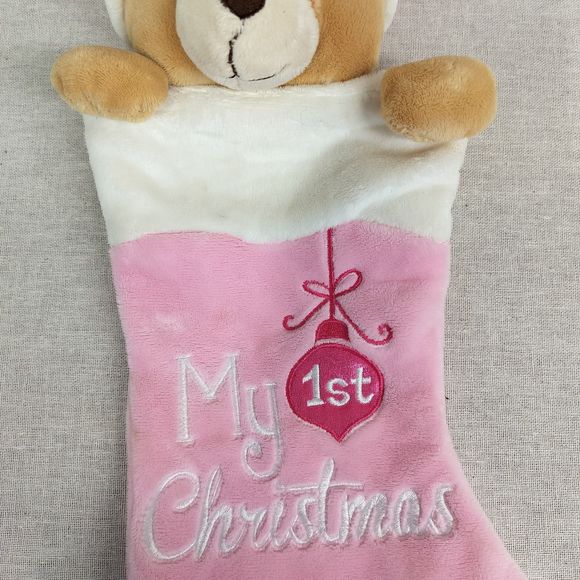 DAN DEE My 1st Christmas Santa Bear 16" Plush First STOCKING Baby GIRL PINK - Picture 10 of 11